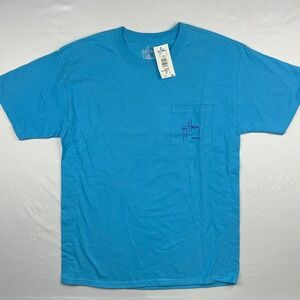 Guy Harvey Mens Blue Marlin Tuna Pocket T-Shirt Blue Short Sleeve Cotton M NEW